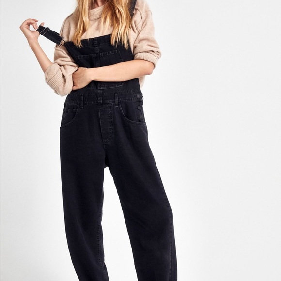 Free People Denim - Free People Black Denim Overalls